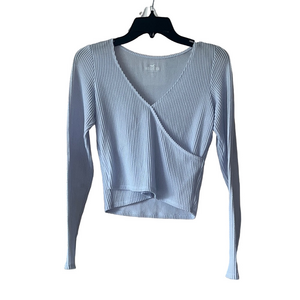 Hollister light Blue ballet Wrap Fitted long sleeve Blouse